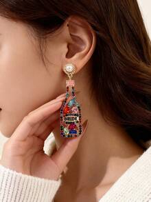 A Pair Of Fashionable And Exquisite Earrings With Earlobes, Set With Cubic Zirconia, Suitable For Ladies To Wear On Special Occasions. - Multicolor - View 2