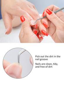 3件套不锈钢嵌甲提趾器 - 弧形指甲清洁器,可深度清洁嵌甲,防滑手柄,易于使用的修脚工具,低致敏性足部护理 - 彩色 - 查看 4