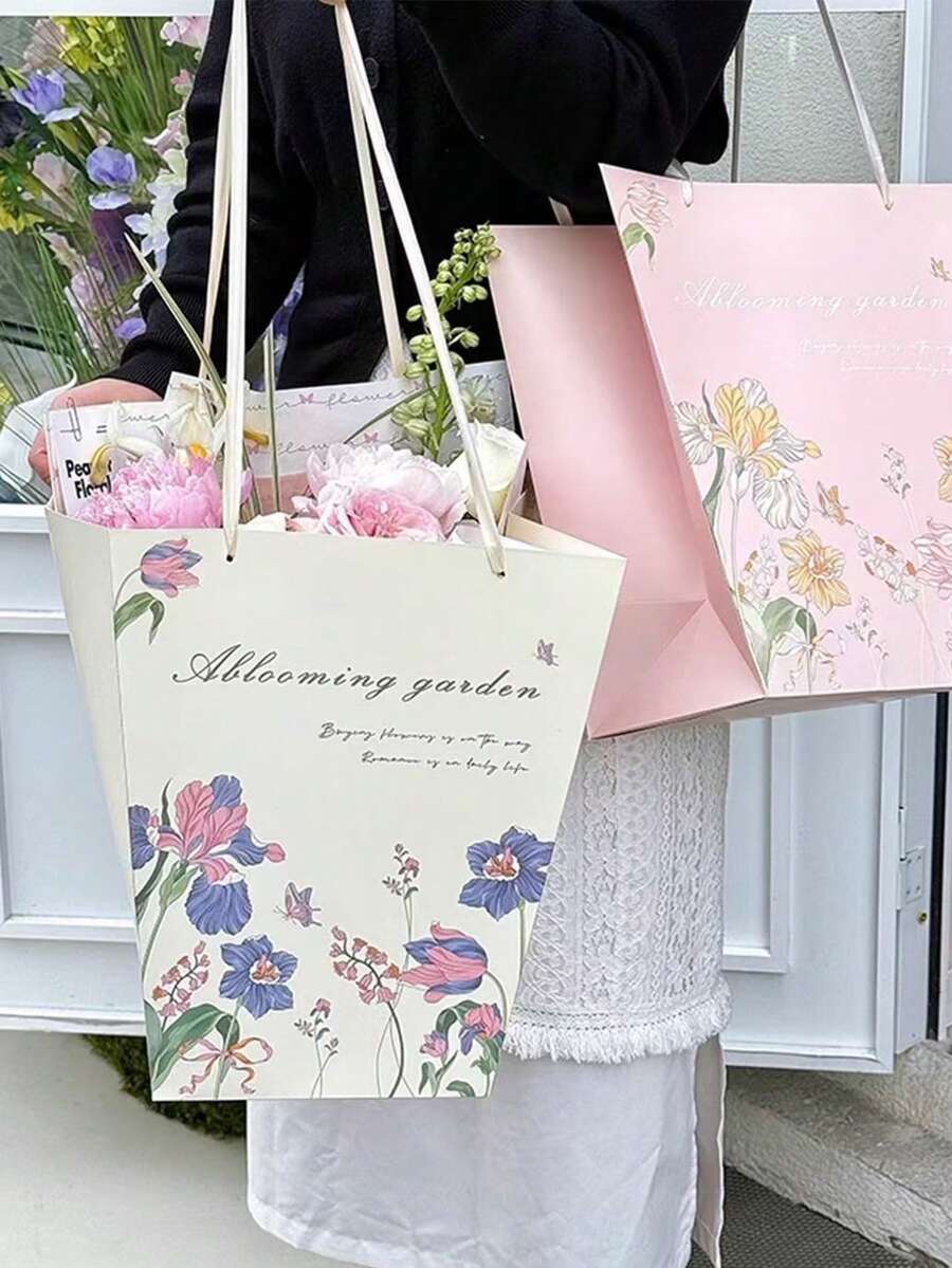 1个梯形礼品包装袋，纸花束手提袋 - 彩色 - 查看 1