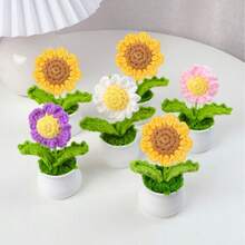 手工钩织黄色小鸭，充满正能量的钩织阿莱格拉灵感卡，手工钩织人造向日葵，人造雏菊或菊花，非常适合作为生日、圣诞节和情人节礼物，母亲节，周年纪念日，家居/办公室书籍装饰，秋季装饰，送给男士、女士、朋友、女儿、母亲、家人。 - 彩色 - 查看 6