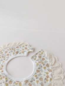 新生儿纯棉心形围兜，婴儿防口水巾，公主风超大双层围兜 - 彩色 - 查看 9