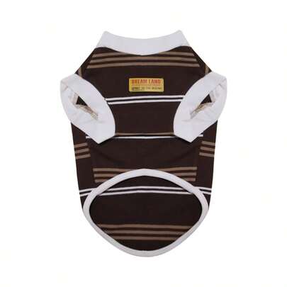 1pc Dog Vest, Striped Design, Suitable For Schnauzer, Teddy, Westie In Spring/Summer/Autumn
