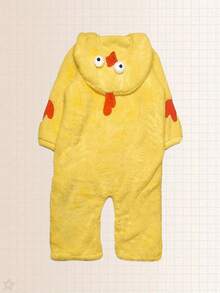 Women's Winter Chick Hooded Velvet Bathrobe Pajamas, Yellow Chick Bathrobe, Warm Velvet Coral Fleece, Cute Cartoon Animal Pajamas, Soft Polyester, Minimalist Sleepwear, Comfortable Wear, Breathable Fabric, Suitable For Winter, Warm, Theme Party, Pajama Party - Yellow - View 8
