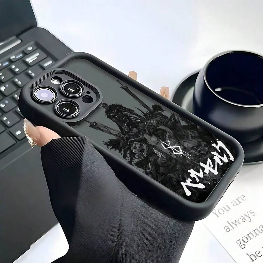Funda de teléfono New Popular Anime Character Berserks adecuada para Apple para iPhone 17, Air 16, 15, 14, 13, 12, 11 Pro Max, X, XR, XSMAX, 8, 7 Plus, con una carcasa suave y elegante con protección de lente en forma de escalera, funda de teléfono con cordón. - Negro - Ver 1