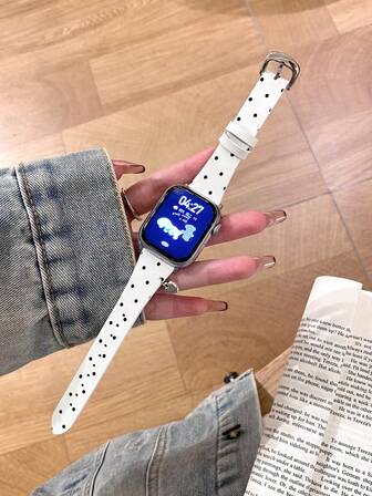 1pc Fashionable Polka Dot Printed PU Leather Bands Strap Compatible With Apple Watch Band Strap 38mm 40mm 41mm 42mm 44mm 45mm 49mm (S10 42)Mm (S10 46)Mm Women,Simple Style Heart Pendant Shiny Patent Leather Strap Compatible With Iwatch Series Ultra 2 S10 SE 9 8 7 SE 6 5 4 3 2 1,Fashion Accessories, Valentine's Day Gifts