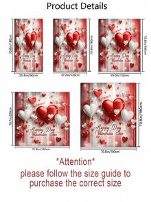 Valentine's Day Decorations1/3/4pcs Red White Heart Shower Curtain Bathroom Sets,Romantic Waterproof And Wear-Resistant Accessories,With 12 Hooks - Includes Toilet Seat Cover, Bath Mats, And Rugs - Plastic Fabric - Washable,Mildew-Resistant - Perfect For Holiday Decor,Home/Bedroom/House/Western/Spring Decor,