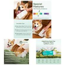 Cleaning Deodorizing Wipes Dogs Cats, Vet Recommended Soothes Skin Allergies Infections Gland Wipes, Hypoallergenic Hydrating Nourishing Dog Grooming Wipes Paw, Butt, Body - 淡椰子口味 + 100 粒(增稠劑) - 查看 1