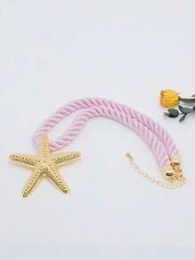 1件波西米亚风金属海洋沙滩海星吊坠项链，适合旅行、度假、街头风和日常佩戴