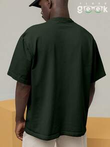 Oversized Gym T-Shirt With Funny Phrase "Calm Down, " REF 3297 FLUXO GEEK - xanh quân đội - Xem 9