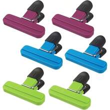 6pcs Silicone Bag Clips, Heavy Duty Sealer, Suitable For Laundry, DIY, Classroom, Kitchen Storage, Small Chip Bag Size