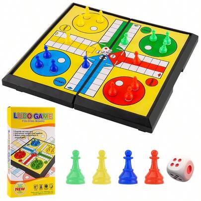 1pcLUDO Game Classic Dice Game Suitable For 2-4 Person Travel Board Game Set Interactive Board Game Suitable For Family Christmas Game Night