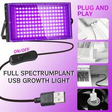 UV Black Light For Glowing Parties, LED Ultraviolet Fluorescent Light, IP66 Waterproof, Ultra-Thin Outdoor Floodlight With USB Plug, Switch Control And 59-Inch Cable, Available In 50/96/144 LEDs, Metal Surface, Ideal For Outdoor Use, Black Light Parties, Stage Lighting, Halloween, Christmas, Body Painting, Fluorescent Posters, Neon Lights - 100W USB 96LED - 查看 4