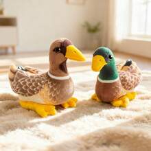 1个逼真毛绒鸭子玩偶，柔软蓬松可爱野生鸭子玩偶抱枕，儿童生日礼物 - 彩色 - 查看 9