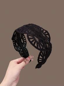 1PC French Country-Style Fabric Lace-Weave Headband Elegant Wide-Brimmed Face-Framing Hairband Atmospheric Hair Accessory Hair Bundle ,Hair Band ,Diadema ,Hair Hoop