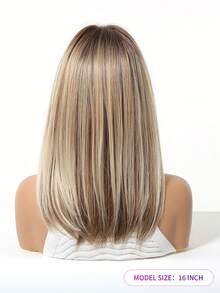 Natural Heat-Resistant Fiber Straight Wig, Gold Color, Perfect Choice For Women, Beginner-Friendly, Suitable For Daily Wear, Parties And Festivals - Gold - View 4