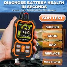 POROMETISTO 12V 24V Car Battery Capacity Tester, Lead-Acid Battery Analyzer, DC 8-30V SOH SOC CCA Measurement, Suitable For Motorcycle, Truck, Boat