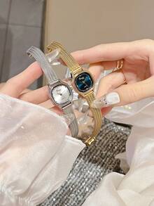 1pc Women's New Vintage French Style Gold-Tone Small Dial Wristwatch, Stainless Steel Strap, Suitable For Daily Wear, Formal Events, And Christmas Gift - Một cỡ - Xem 1