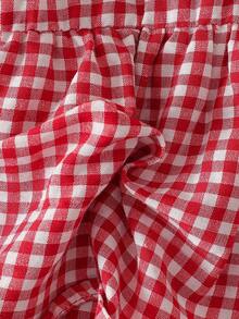 Tutina senza maniche per neonata e bambina, carina a quadri, con decorazione fiocco 3D e design con bottoni, colore rosso, adatta per San Valentino, regalo di compleanno, uso quotidiano, primavera/estate - Rosso - Visualizzare 10