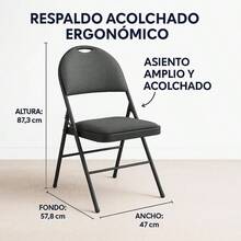 - Silla Plegable de Acero Cojinada 1 Pza - Gris - Ver 3