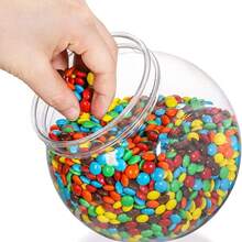 10 hũ nhựa nhỏ trong suốt 425ml có nắp đậy, dùng đựng bánh quy, kẹo, dài 10cm x rộng 9cm, đường kính nắp 6.5cm, miệng rộng, thích hợp để trên kệ bếp đựng kẹo, thạch, bánh quy và đồ ăn vặt. - trong suốt - Xem 8