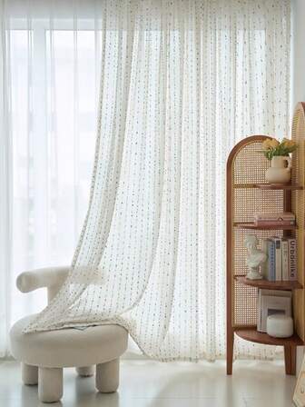 1 st vertikalt randig transparent gardin, godisfärgad söt prinsessa krämfärgad barnrumsvoile