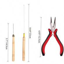 Hair Extension Remove Pliers Pulling Hook 500 PCS Micro Silicone Rings Bead Device Kits Professional Hair Styling Tools Accessory Black - 深棕色 - 查看 5