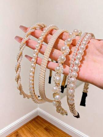 Conjunto de diadema de princesa elegante con perlas retro, tocado de diosa de perlas falsas, nueva sensación de alta gama para 2025, adecuado para salidas, casual, fiestas de estilo palaciego vintage, moda de mujer, diadema, diadema, aro para el cabello