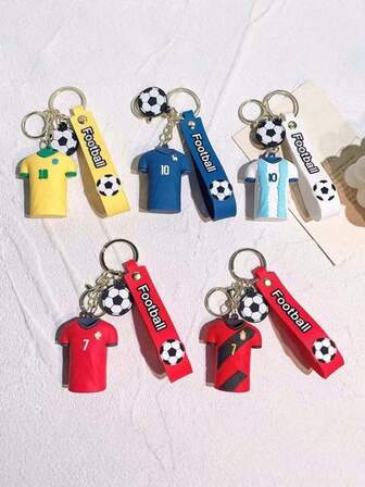 1pc/2pcFootball Team Uniforms, Fashionable Keychains, Casual Gifts For Sports Fans, Ordinary PVC Casual Football Jersey Models, Necklaces, Keychains, World Cup Football Jersey Keychains, Pendants, Souvenir Keychains, Football Pendants, Sports Event Gifts, Suitable For Boyfriends' Christmas/Valentine's Day Gifts