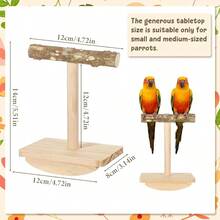 Natural Wood Bird Perch Stand Training, Rocking Perch Birds, Intelligence Puzzle Enrichment Toys Parakeets, Parrot Perch Stand Cockatiels, Budgies, Conures, Bird Playground Accessories - Wooden - View 7
