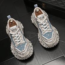 Canvas Comfortable Breathable Casual Shoes Thick Sole Dad Shoes Versatile Low Top Sequin Personality Running Shoes Men's Shoes - Tiêu chuẩn đen - Xem 5