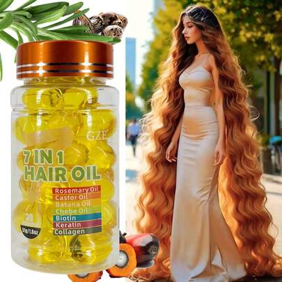  GZE 七合一护发油，含迷迭香和蓖麻油 - 强韧秀发，减少断裂，修复分叉
