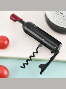 1/5/10个装啤酒瓶起子，冰箱贴，创意葡萄酒瓶起子，瓶形多功能厨房开瓶器，二合一开瓶器，可折叠香槟冰箱贴葡萄酒瓶形开瓶器 - 黑色 - 查看 2