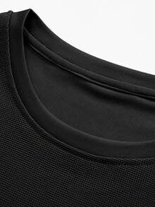 T-shirt mode et confortable pour hommes - Tissu en maille respirant, convient pour le port quotidien, le fitness et la course, noir été - Noir - Voir 4