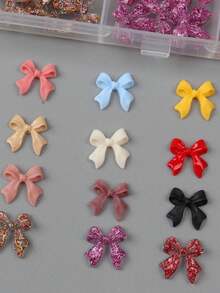 1盒什锦彩色丝带装饰，适合春夏，小巧蝴蝶结设计，可用于美甲装饰，日式DIY迷你蝴蝶结美甲配件，多色随机混合美甲用品饰品 - 彩色 - 查看 8