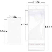 Tarjetas rectangulares de papel y plstico para joyera, color blanco con bolsas autoadhesivas, juegos - inicial - Ver 3