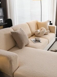 1pc Solid Color Thick Sofa Cover, High Stretch Full Wrap Design, Machine Washable, Soft Jacquard Fabric, Suitable For Various Sofa Sizes, Classic American Style