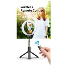 Foldable Telescopic Ring Light Selfie Stick With Dual Functions - Selfie Stick And Portable Soft Light Ring, One-Click Shooting With Built-In Fill Light Selfie Stick Compatible With Iphone Android Phone For Winter Vacation, Travel, Fill Light, Outdoor Activities, Live Streaming Vacation Travel Outdoor Activities Live Streaming Vlogging Equipment 360° Rotation - Black - View 7