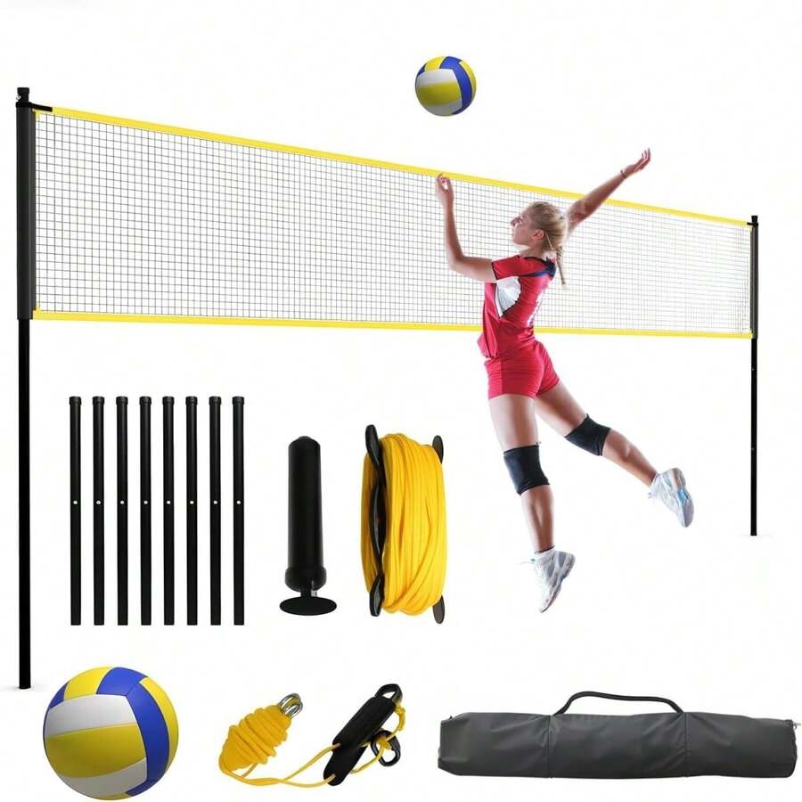 Sistema de red de voleibol - Amarillo Negro 32FT - Ver 1