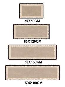 1 pieza Alfombra de cocina de franela color caqui simple, lavable a máquina, antideslizante, con bordes negros, hecha de gel de sílice, absorbente y fácil de limpiar, adecuada para cocina, comedor, baño, lavandería y entrada - Verde Oscuro - Ver 3