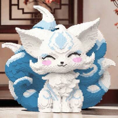 3000+PCS Particle Seven-Color Nine-Tail Fox Building Blocks Toys - Fox Puzzle Decoration Home Decoration Decoration Difficult Handmade DIY Puzzle Gift - Halloween Gift - Thanksgiving Gift - Christmas Gift DIY Decoration, Home Decor