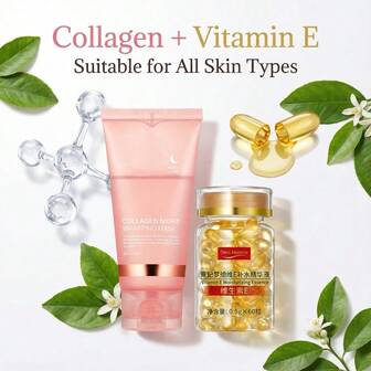 2片/4片装面部护理面膜，水解胶原蛋白撕拉面膜，维生素E精华，保湿滋润，淡香不刺激，男女通用，便携式面膜，适合所有肤质，可作为节日礼物