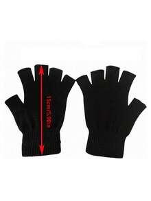 Winter Gloves - Half Finger Gloves Winter Knit Touch Screen Protector Warm Elastic Mittens Fingerless Gloves, Unisex Size, Riding Gloves, Black,Conventional Style