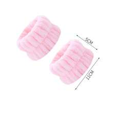 3pcs SPA Headband And Wristband Set, Funny Snail Eye Makeup Headband, Soft Plush Facial Cleansing Headband - Pink - View 5