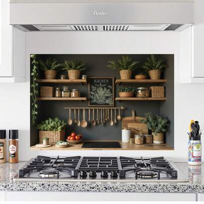 1 قطعة حصيرة واقية للمطبخ من البي في سي عالية الجودة - مقاومة للماء وذاتية اللصق، قابلة للإزالة، غطاء مقاوم للزيت للموقد، مناسبة للمواقد الغازية والكهربائية، غطاء سهل التنظيف للموقد، حماية الجوانب، إكسسوار مطبخ عصري