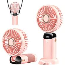 SULVGO Stay Cool On-The-Go: Small Handheld USB Fan - Portable & Charging For Students & Office Desk, Rechargeable Digital Display Mini Portable Foldable Desk/Handheld USB Fan, 5 Speed Levels, 5 Blades, Quiet Operation For Office, Commute, Camping, Picnic, Hiking, Beach Vacation, Backpacking, Sports