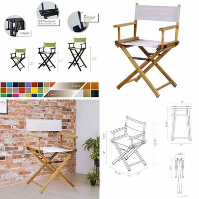18" Director's Chair Natural Frame-White Canvas#VW