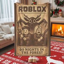 1pc 99 Nights In The Forest Game Printed Flannel Throw Blanket, Sofa Blanket, Suitable For All Seasons, Comfortable Bed Sheets, Sofas, Camping, Travel, Office Essentials, Perfect Holiday Gifts, Couple Gifts, Multiple Sizes To Choose From, Pet Friendly Home Decoration, Party Decoration, Lightweight And Durable Design, Modern Style, Pet Owner's Choice - 彩色 - 查看 2