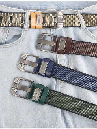 Utomhusbälte i vävt nylon, exklusivt mode, spännbälte, helkanfasbälte för ungdomar, herrjeansbälte