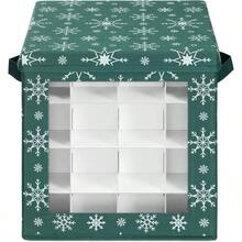 Caja para guardar adornos de navidad - Almacenaje de 64x bolas de rbol y adorno festivo - Organizador con tapa para decoracin - 30, 5 - Diseño 2 - Ver 8