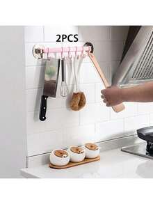 1PC Bathroom Toilet Storage Rack, Suction Cup Style Hook, Kitchen 6 Hooks, Bathroom, Corner Hanging, No Trace Hook, Hat Hook, Towel Hook, Miscellaneous Storage Hook